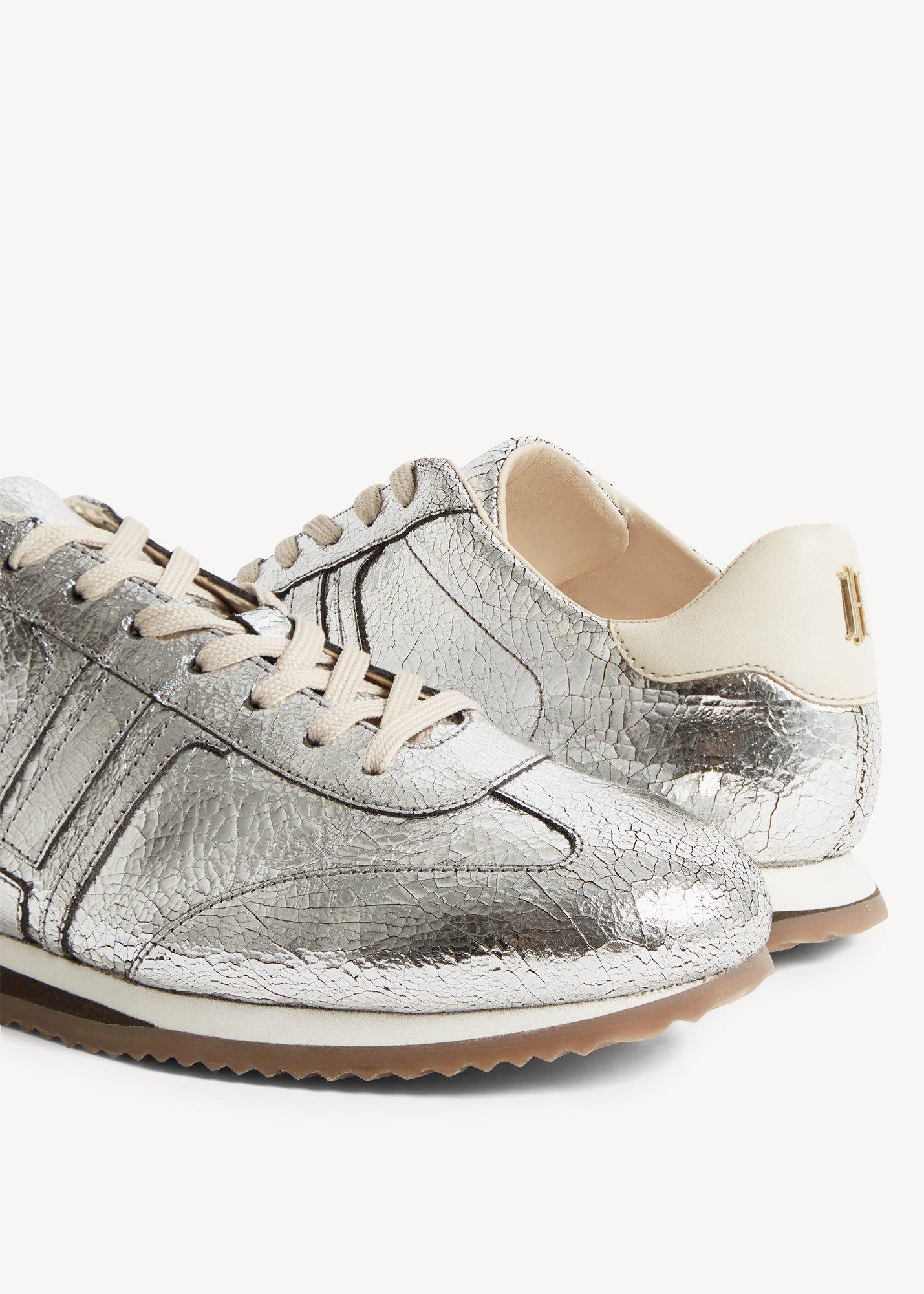 Sofie Leather Trainers, Silver, hi-res
