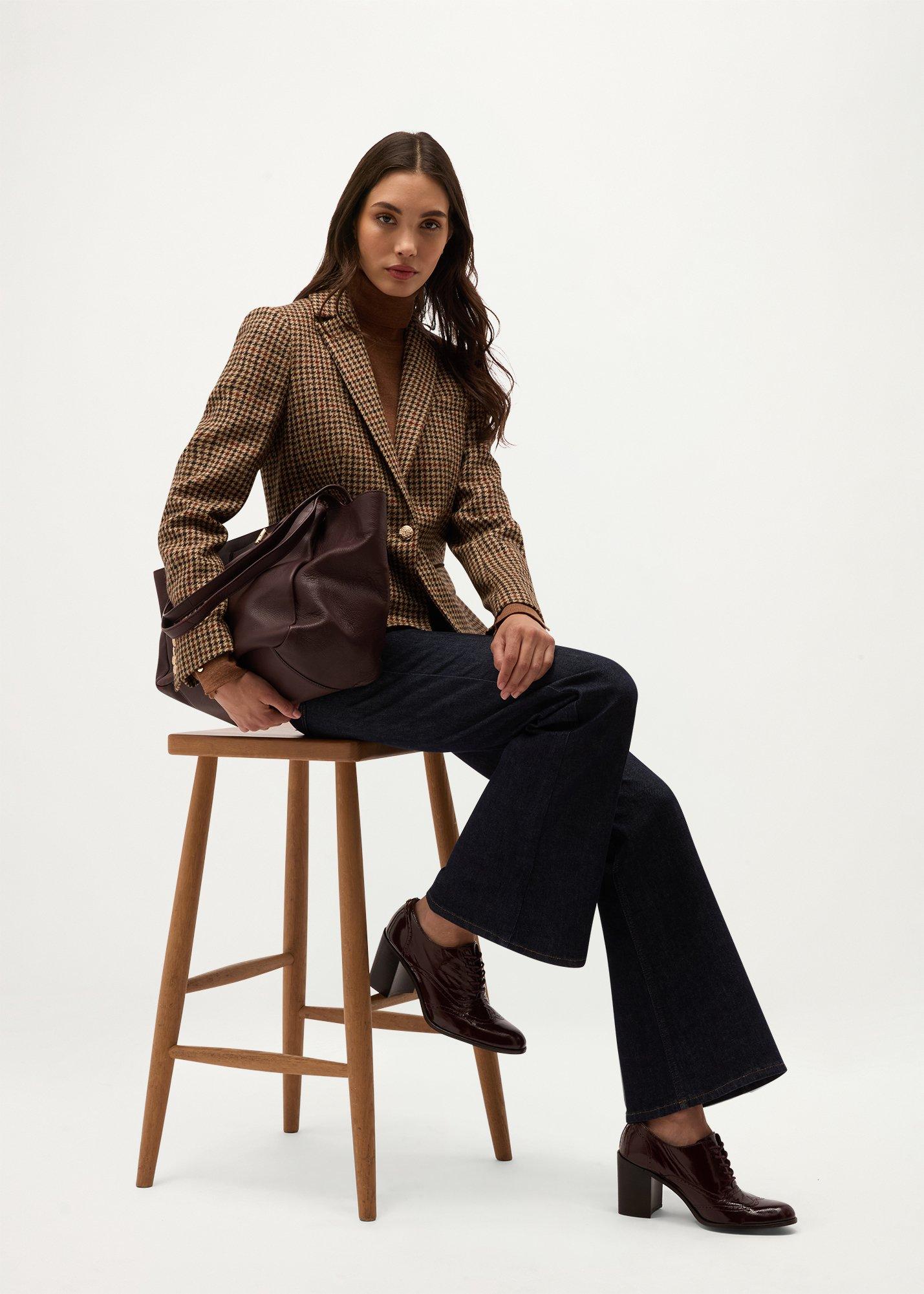 Taylor Leather Brogue Shoes, Fig Purple, hi-res