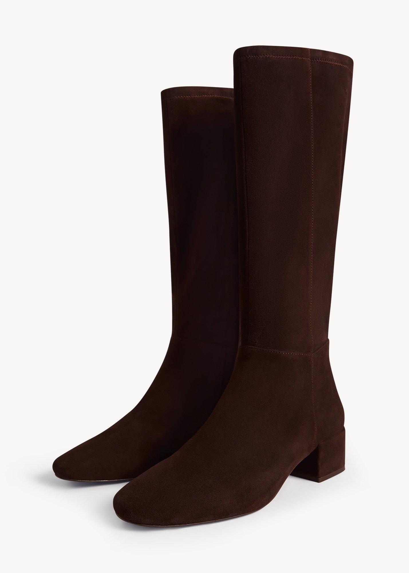Payton Stretch Suede Knee Boots, Alder Brown, hi-res