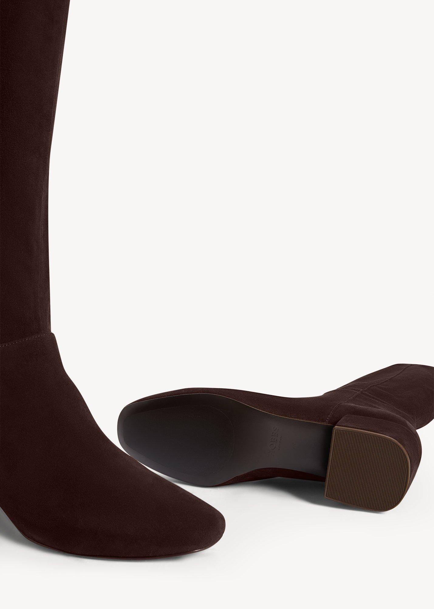 Payton Stretch Suede Knee Boots, Alder Brown, hi-res