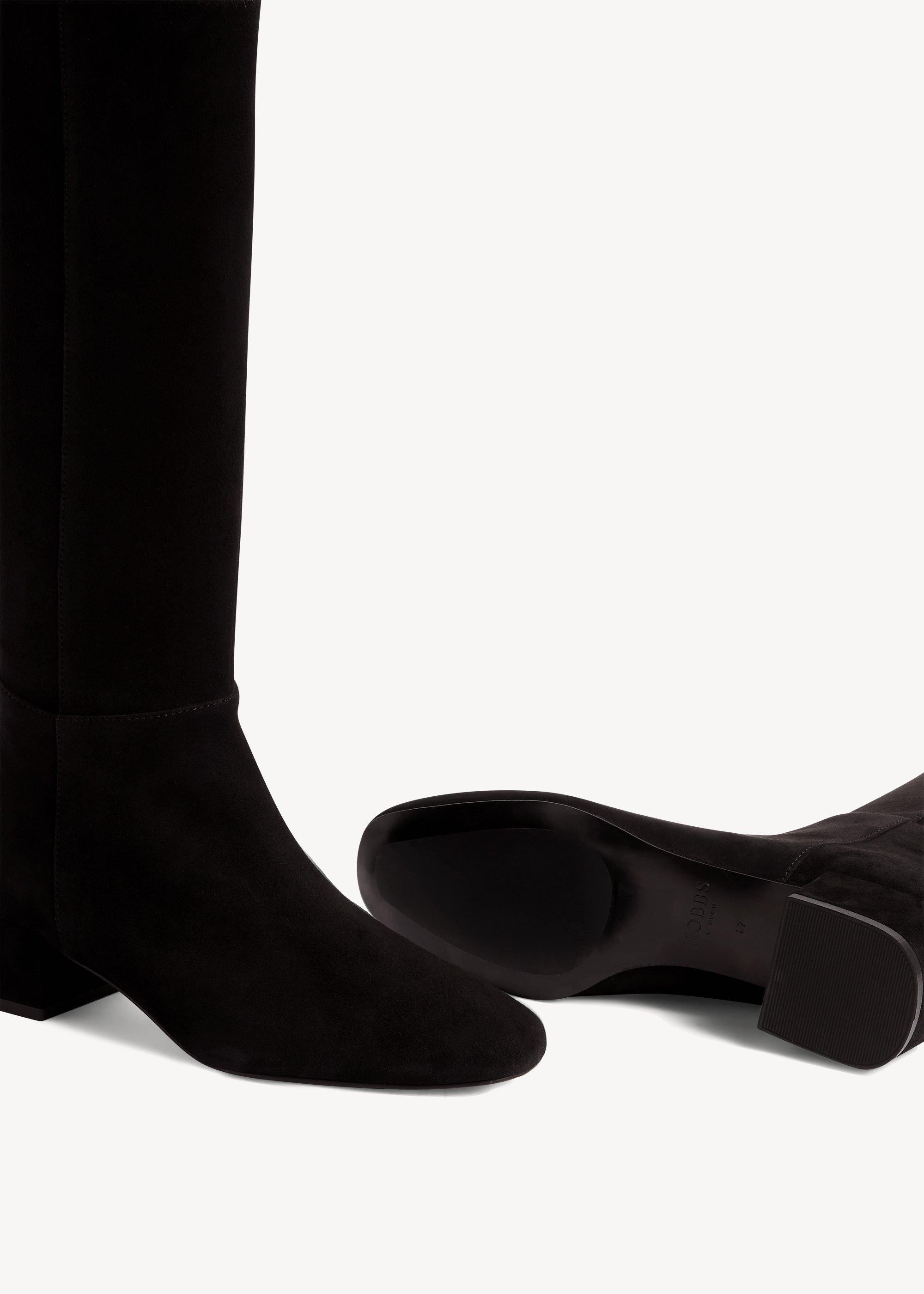 Payton Stretch Suede Knee Boots, Black, hi-res