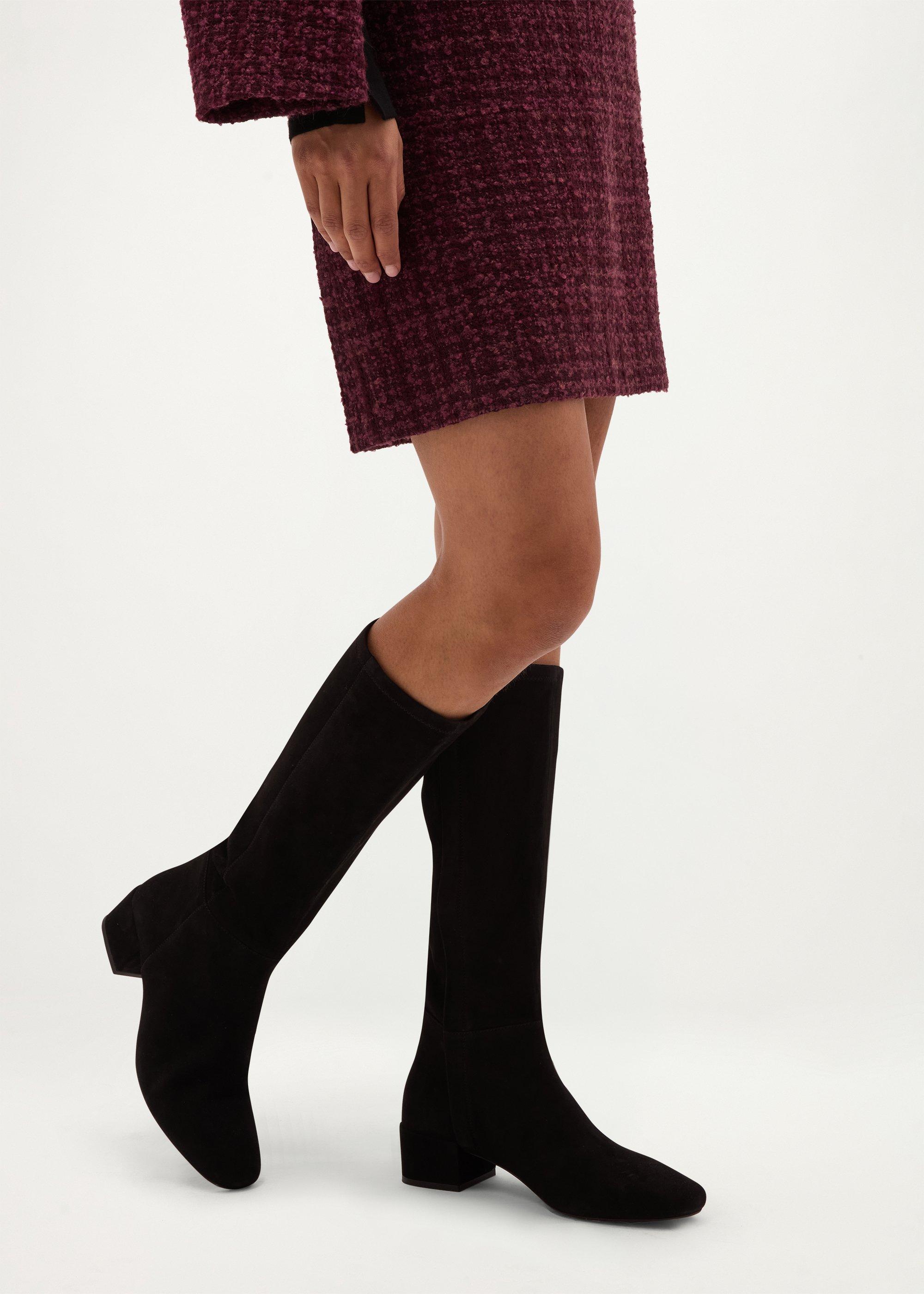 Payton Stretch Suede Knee Boots, Black, hi-res