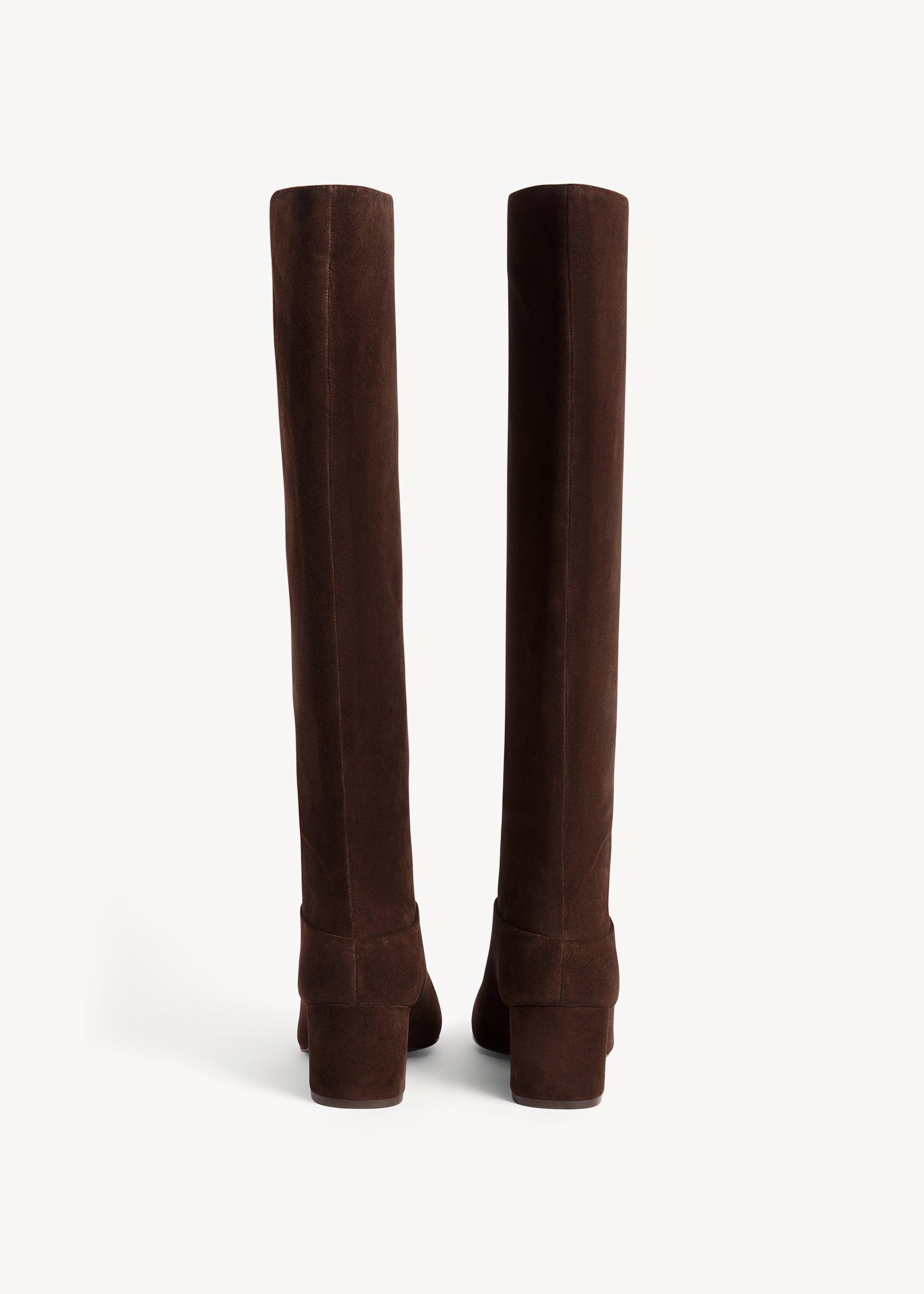 Caroline Suede Knee Boots, Alder Brown, hi-res