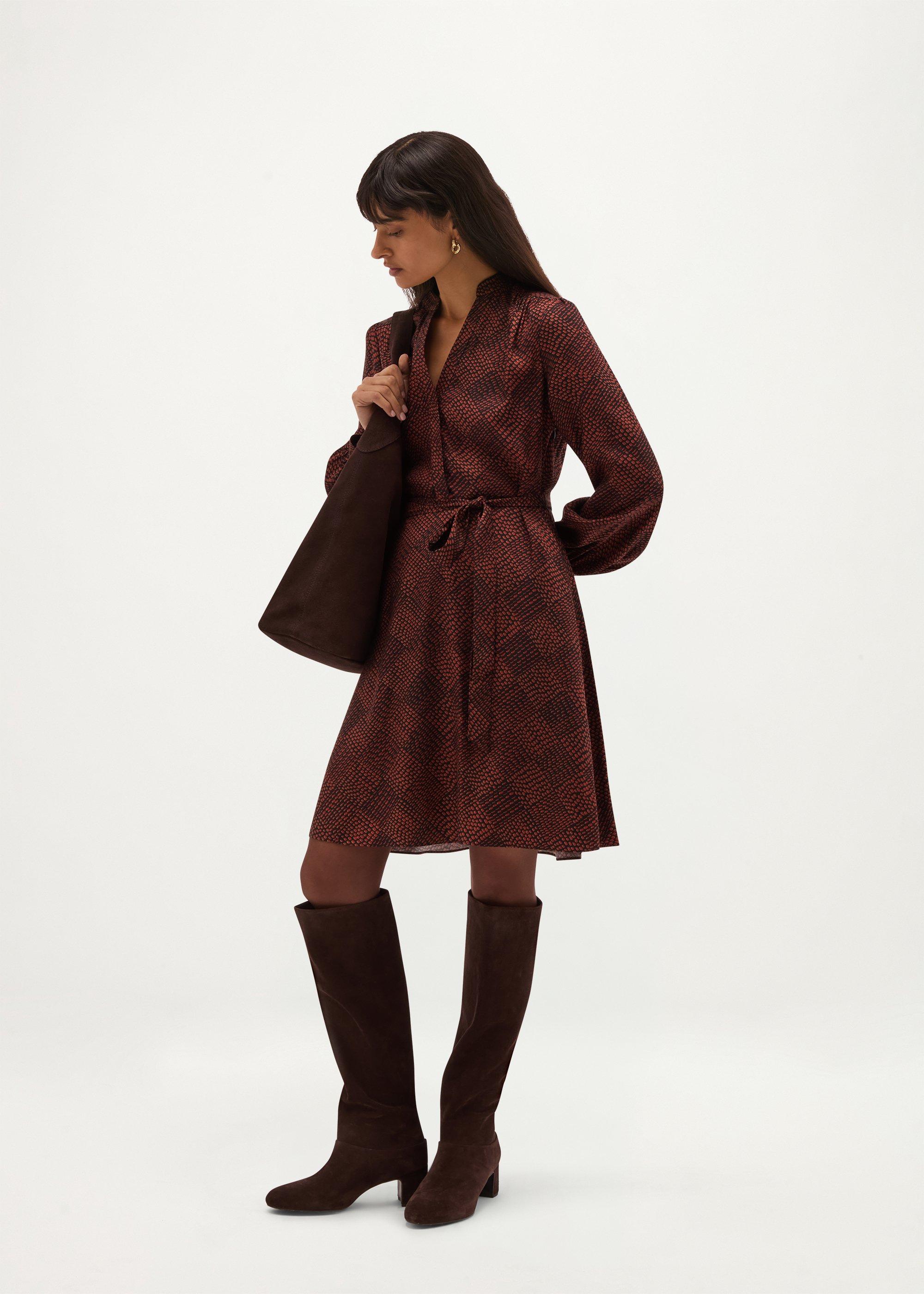 Caroline Suede Knee Boots, Alder Brown, hi-res
